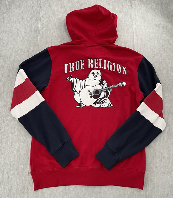 True Religion Other - True Religion Sweater Adult XL Red Full Zip Hoodie Buddha Streetwear Mens Y2K